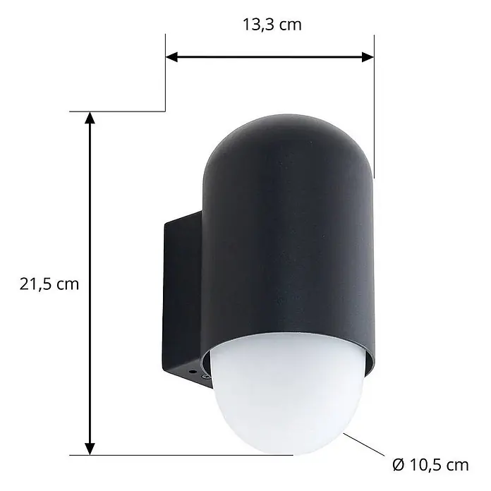 Lindby Wandleuchte aussen in schwarz, weiß, Aussenlampe Wand -  - Moderne schwarze Außenwandleuchte mit weißem Kuppeldiffusor. Maße: 21,5 cm H, 13,3 cm T, 10,5 cm Ø Diffusor.