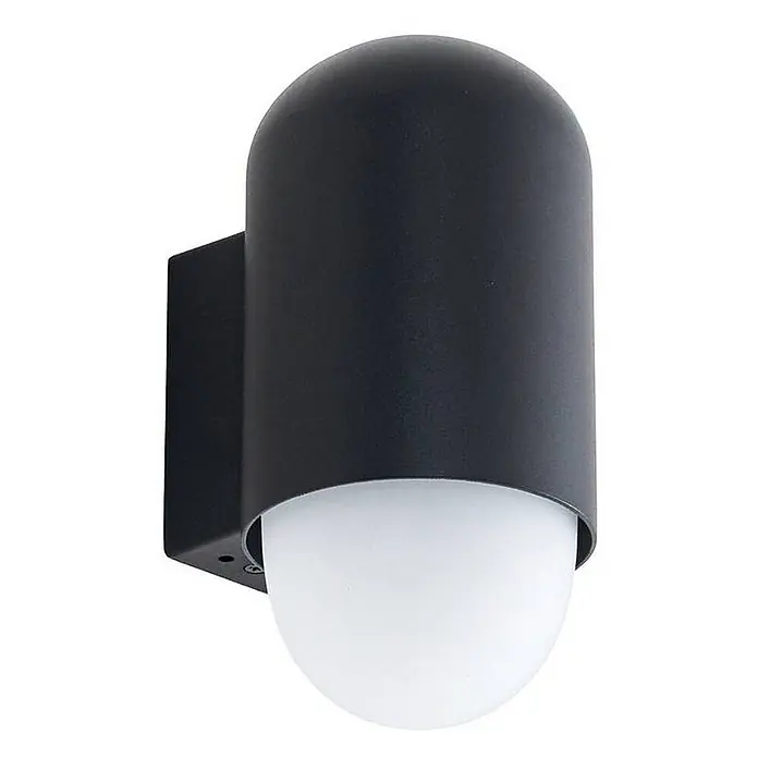 Lindby Wandleuchte aussen in schwarz, weiß, Aussenlampe Wand -  - Schwarze Wandleuchte mit abgerundeter Oberseite und weißem kugelförmigem Diffusor.