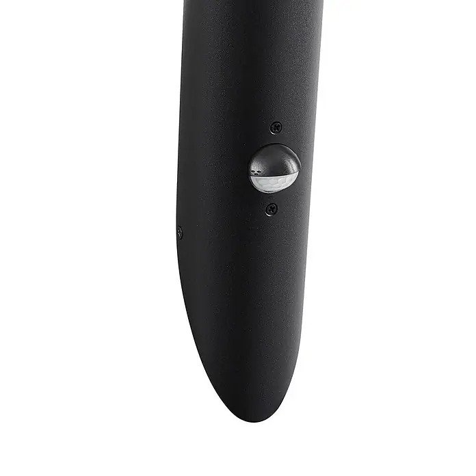 Lindby Außenwandleuchte Gavros - schwarz, klar / transparent, IP44 - Schwarze Außenleuchte mit kuppelförmigem Bewegungssensor.