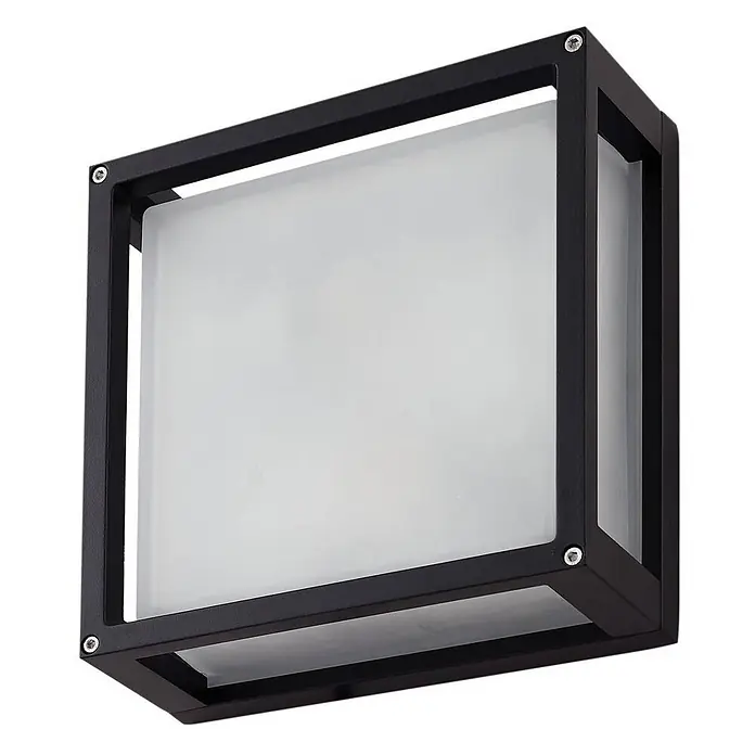 Lucande Außenwandleuchte Aurelien - schwarz, IP54 - Moderne schwarze rechteckige Außenwandleuchte mit Metallrahmen und mattiertem Diffusor.