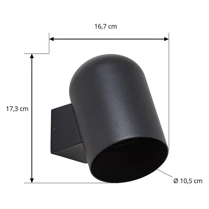 Lindby Wandleuchte aussen in schwarz, Aussenlampe Wand -  - Schwarze zylindrische Wandleuchte mit mattem Finish, Maße: 17,3 cm H, 16,7 cm B, 10,5 cm Durchmesser.