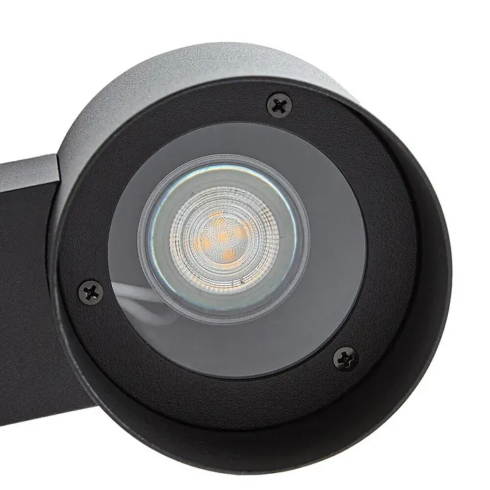Lindby Wandleuchte aussen in schwarz, Aussenlampe Wand -  - Schwarzer Outdoor-Strahler aus Metall mit integrierter LED-Lampe und Klarglas.