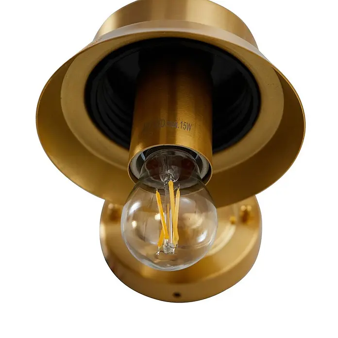 Lindby Außenwandleuchte Adalie - 21,5 x 13,7 x 31 cm, messing / gold, IP44 - Goldene Messing Wandleuchte mit E27 LED-Birne, max. 15W.