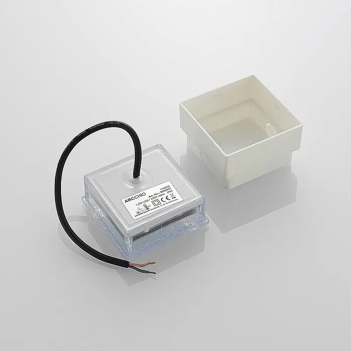 Prios LED-Gartenstrahler Ewgenie - 3.000 K, 10 x 10 x 6 cm - ARCCHIO 1,5W LED-Treiber/Einheit mit Kabel und separater weißer Montagebox.