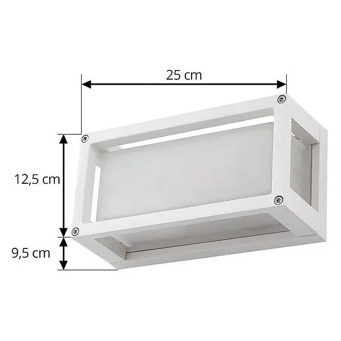 Lucande Außenwandleuchte Aurelien - weiß / opal, IP54 - Weiße rechteckige Wand- oder Deckenleuchte mit lichtdurchlässiger Platte.