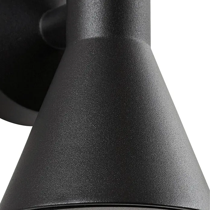 Lucande Außenwandleuchte Xalor - schwarz, IP65 - Texturierte schwarze konische Außenleuchte.