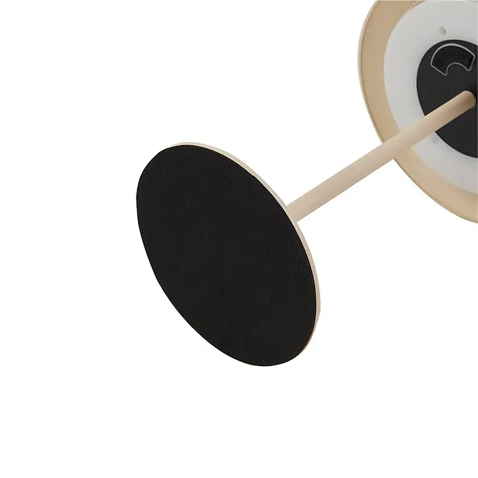 Lindby LED-Tischleuchte Kanani - L x B x H: 18,1 x 18,1 x 30,8 cm, creme / amber, creme / amber, Warmweiß - Hellbeiger Lampenfuß-Bestandteil mit schwarzer Filz-Antirutsch-Unterseite und Verbindungsstange.