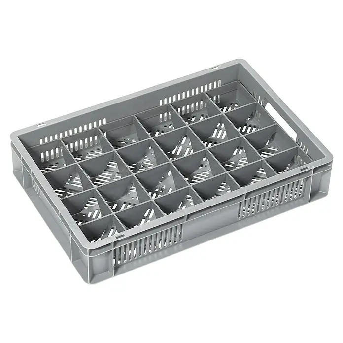 BAUHAUS Fachteiler - L x B x H: 55,8 x 35,7 x 6 cm, Anzahl Fächer: 24 Stk. - Graue Gläserbox mit Fächern für sicheren Transport und Lagerung. Ideal für Gastronomie, schützt Gläser vor Beschädigungen.