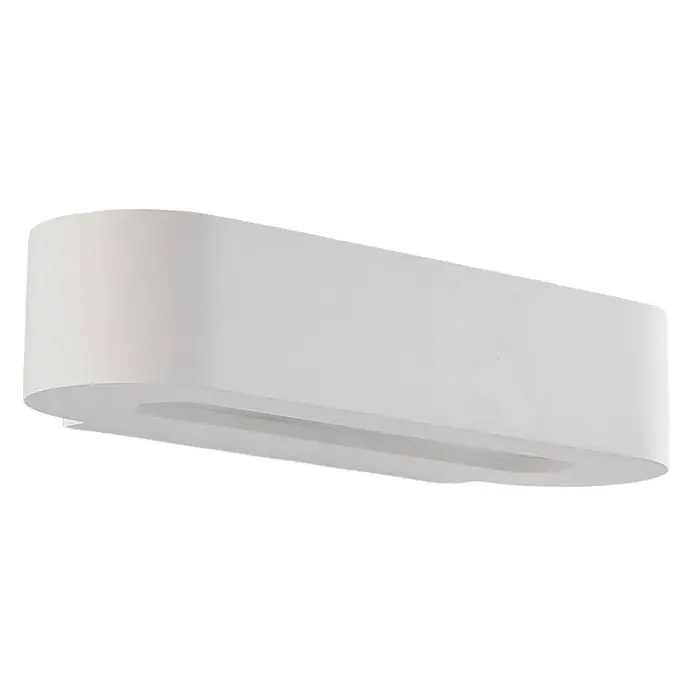 Lindby Wandleuchte Fioni - L x B x H: 10,5 x 30 x 6,5 cm, weiß / opal, G9 - Weiße ovale Wandleuchte mit abgerundeten Enden für indirekte Auf- und Abwärtsbeleuchtung.