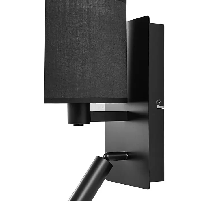 Lindby Wandleuchte Aiden - L x B x H: 18 x 14 x 30,8 cm, schwarz, E14 - Schwarze Wandleuchte mit rechteckigem Stoffschirm und verstellbarem Lesespot.