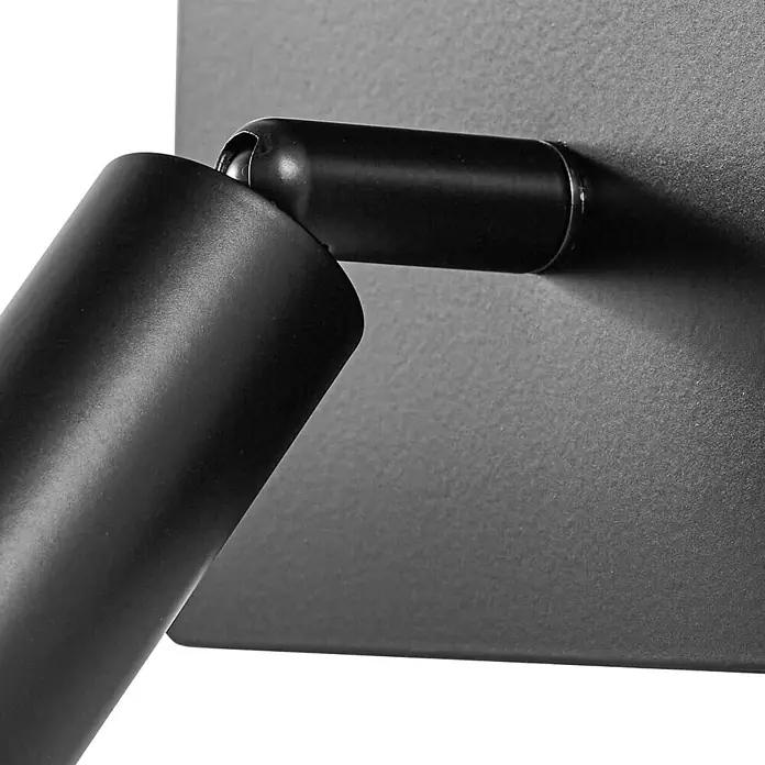 Lindby Wandleuchte Aiden - L x B x H: 18 x 14 x 30,8 cm, schwarz, E14 - Schwarzes mattes Metallgelenk, das eine Leuchtenkomponente mit einer flachen Basis verbindet.