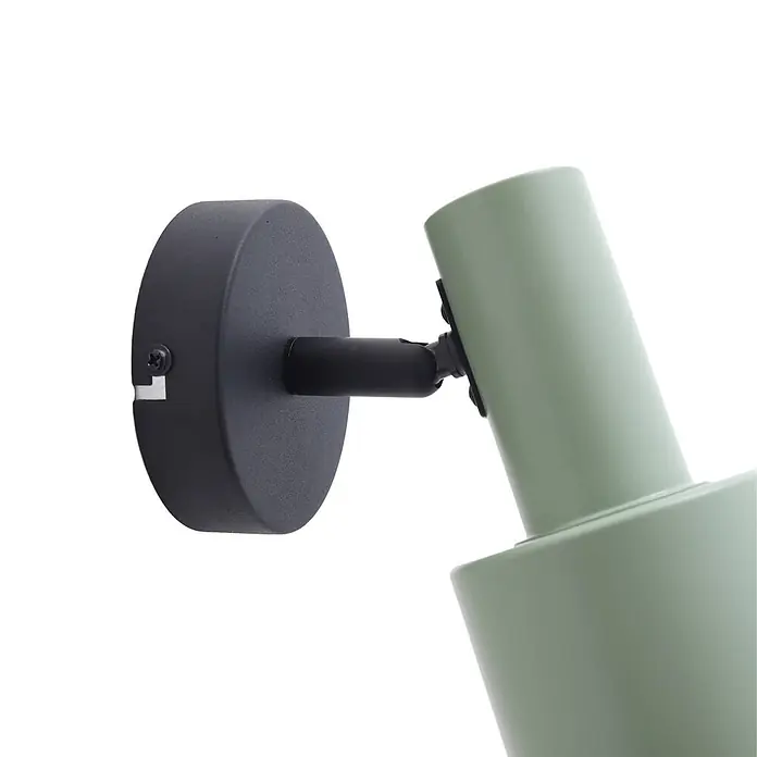 Lindby Wandstrahler Ovelia - schwarz, grün, E27 - Schwarz-grüner Wandstrahler mit zylindrischem Kopf und verstellbarem Arm.