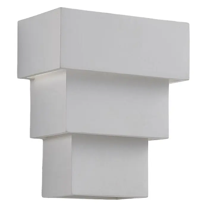 Lindby Wandleuchte Antonella - L x B x H: 10,5 x 18 x 21 cm, weiß / opal, G9 - Weißer gestapelter rechteckiger Wandleuchter für indirekte Beleuchtung.