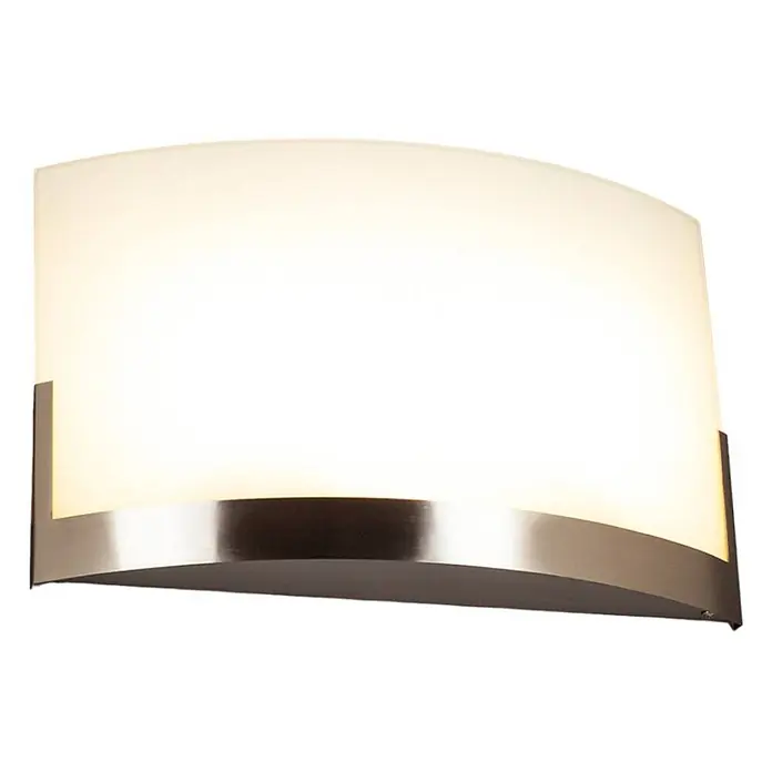 Lindby Wandleuchte Karla - L x B x H: 7,5 x 33 x 22 cm, alu / grau / zink, weiß / opal, E27 - Gebogene Wandleuchte mit mattweißem Diffusor und gebürstetem Metallrahmen.