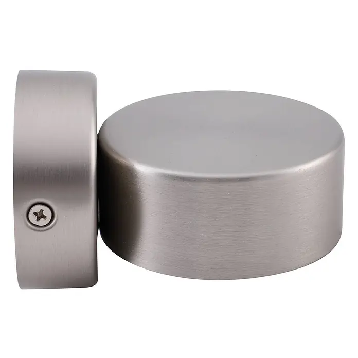 Lindby Wandleuchte Jyla - L x B x H: 10,5 x 8 x 7 cm, alu / grau / zink, 2GX53 - Zwei zylindrische Hardware-Komponenten aus gebürstetem Metall, eine mit Schraube, in Silber.