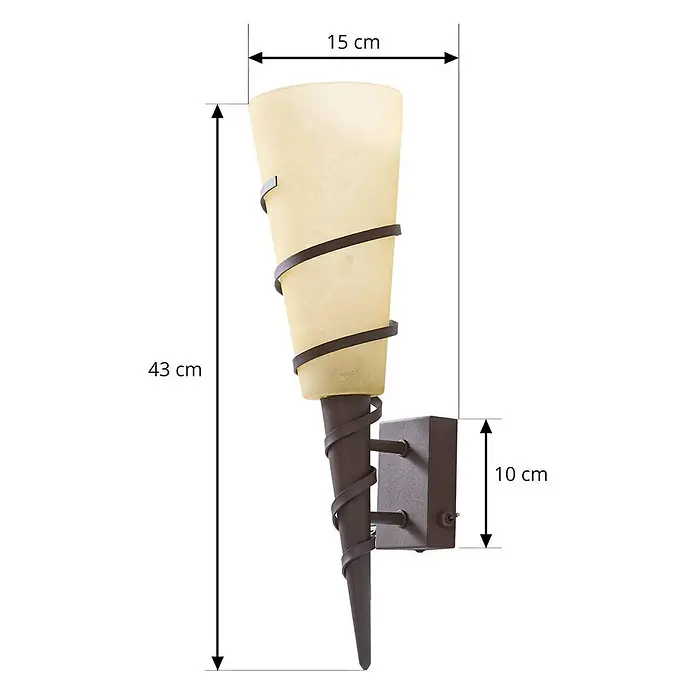 Lindby Wandleuchte Anouk - L x B x H: 16 x 12 x 44 cm, braun / rost, E14 - Hohe Wandleuchte mit mattem Glasschirm, dunklen bronzefarbenen gedrehten Metallakzenten und quadratischer Wandhalterung. Maße: 43 cm H x 15 cm B x 10 cm T.
