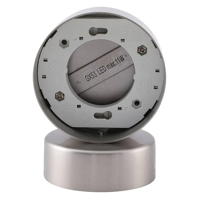 Lindby Wandleuchte Jyla - L x B x H: 10,5 x 8 x 7 cm, alu / grau / zink, 2GX53 - Gebürsteter silberner Leuchtenfuß mit weißer Montageplatte für GX53 LED max. 11W, mit Zertifizierungen.