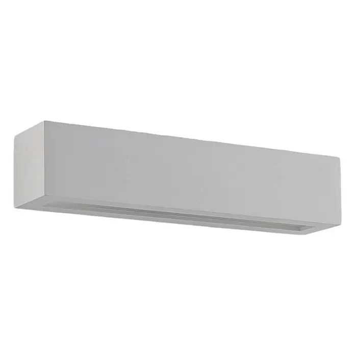 Lindby Wandleuchte Tjada - weiß / opal, G9 - Weiße rechteckige Gips-Wandleuchte, die nach unten leuchtet.