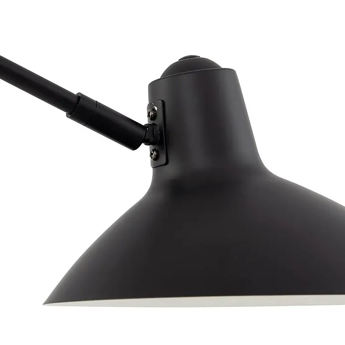 Lindby Wandleuchte Adrik - L x B x H: 48 x 23,5 x 23 cm, schwarz, schwarz, E27 - Mattschwarze Metalllampe mit verstellbarem Arm und weißer Schirminnenseite.
