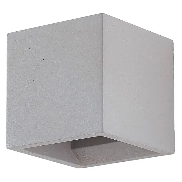 Lindby Wandleuchte Jayden - L x B x H: 11,5 x 11,5 x 11,5 cm, alu / grau / zink, G9 - Hellgraue Beton-Kubus-Wandleuchte mit offener Unterseite.