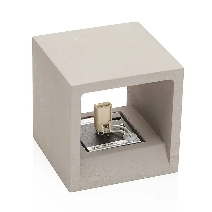 Lindby Wandleuchte Jayden - L x B x H: 11,5 x 11,5 x 11,5 cm, alu / grau / zink, G9 - Quadratisches graues Beton-Wandleuchtengehäuse mit freiliegender G9-Lampenfassung.