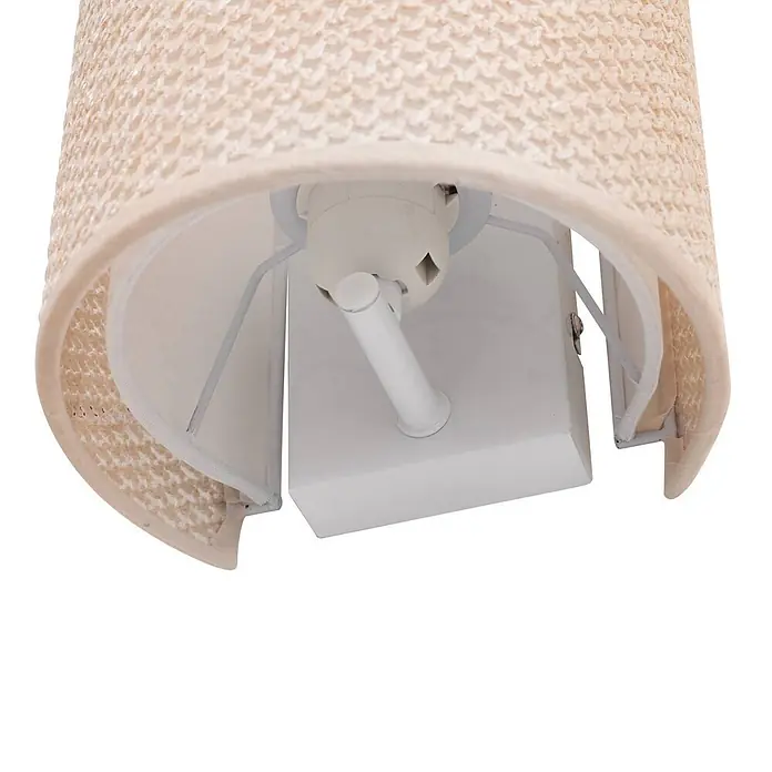 Lindby Wandleuchte Soula - L x B x H: 18 x 15 x 20 cm, creme / amber, E27 - Beige strukturierte Stoff-Wandleuchte mit weißer Innenhalterung.