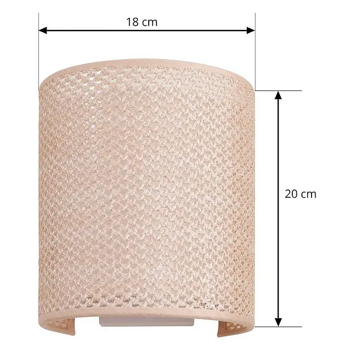 Lindby Wandleuchte Soula - L x B x H: 18 x 15 x 20 cm, creme / amber, E27 - Beige, gewebte, halb-runde Wandlampe oder Lampenschirm, 18x20 cm.