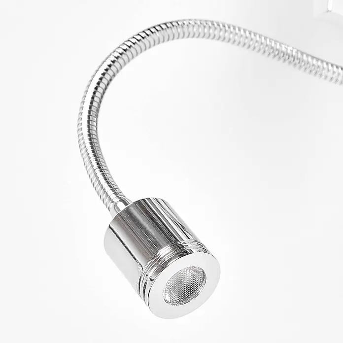 Lucande Wandleuchte Rebekka - L x B x H: 15 x 23,5 x 31,5 cm, chrom / silber, schwarz, E27 - Metallische, flexible Schwanenhals-LED-Leselampe.