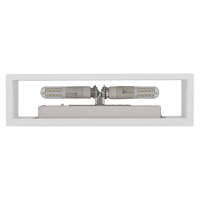 Lindby Wandleuchte Mavora - L x B x H: 7 x 25 x 12 cm, weiß / opal, G9 - Weiße rechteckige LED-Leuchte mit zwei integrierten Multi-Chip-LED-Lampen.