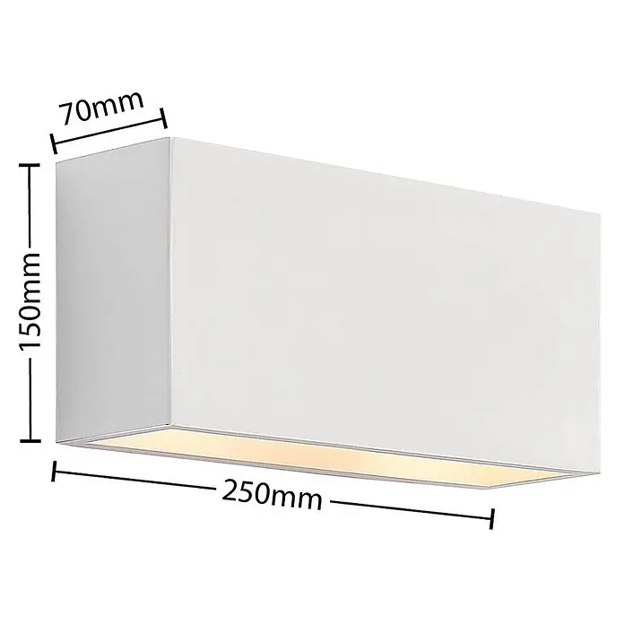 Lindby Wandleuchte Mavora - L x B x H: 7 x 25 x 12 cm, weiß / opal, G9 - Weiße rechteckige Wandleuchte mit Up-Down-Beleuchtung, Maße 250mm x 150mm x 70mm.
