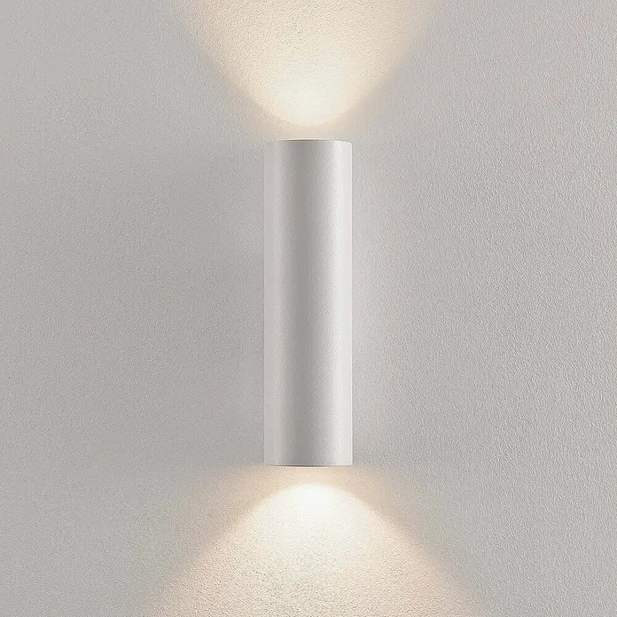 Arcchio Wandleuchte Brinja - L x B x H: 7,2 x 6 x 22,5 cm, weiß / opal, weiß / opal, GU10 - Weiße zylindrische Wandleuchte mit Licht nach oben und unten.