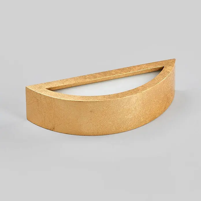 Lindby Wandleuchte Jasin - L x B x H: 10 x 30 x 7,5 cm, messing / gold, E14 - Goldene D-förmige Wandleuchte mit strukturierter Oberfläche.