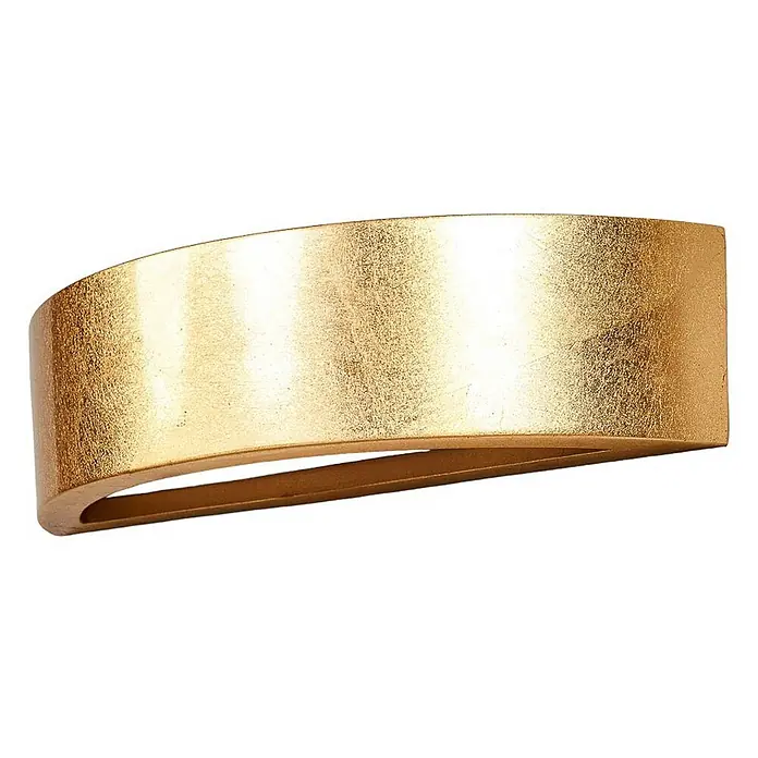Lindby Wandleuchte Jasin - L x B x H: 10 x 30 x 7,5 cm, messing / gold, E14 - Gebogene goldfarbene Wandleuchte mit texturierter Metalloberfläche.