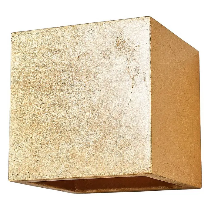 Lindby Wandleuchte Yade - L x B x H: 11,5 x 11,5 x 11,5 cm, messing / gold, G9 - Quadratische Wandleuchte mit goldener Struktur-Oberfläche und unterer Öffnung.