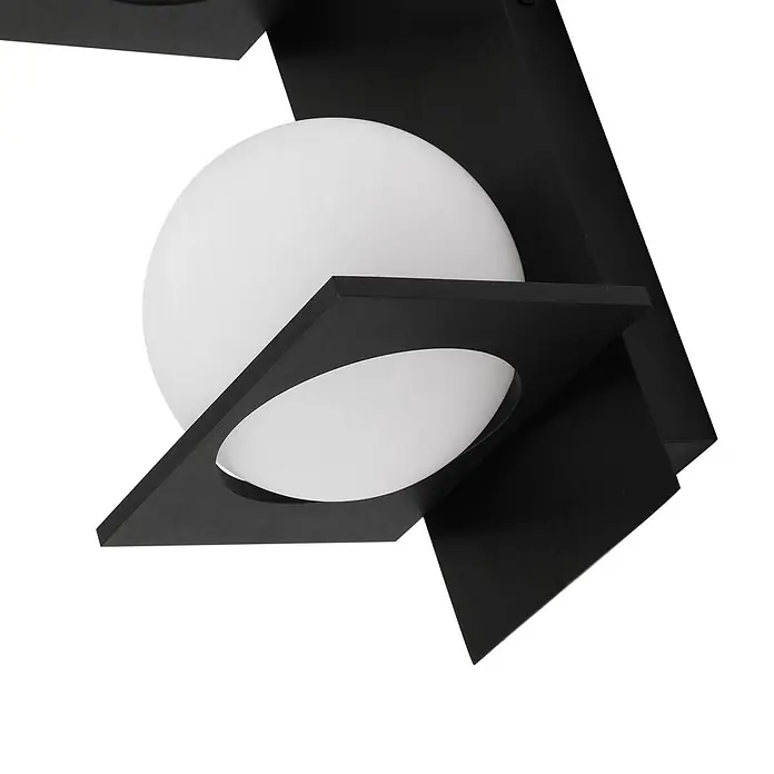 Lucande Wandleuchte Kulka - L x B x H: 13 x 13 x 32 cm, schwarz, G9 - Moderne schwarze Leuchte mit geometrischem Rahmen und weißem kugelförmigem Diffusor.
