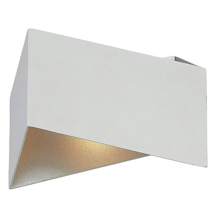 Arcchio Wandleuchte Assona - L x B x H: 9,2 x 23 x 16,5 cm, weiß / opal, G9 - Weiße geometrische Wandleuchte mit goldenem Interieur, spendet warmes Licht nach unten.