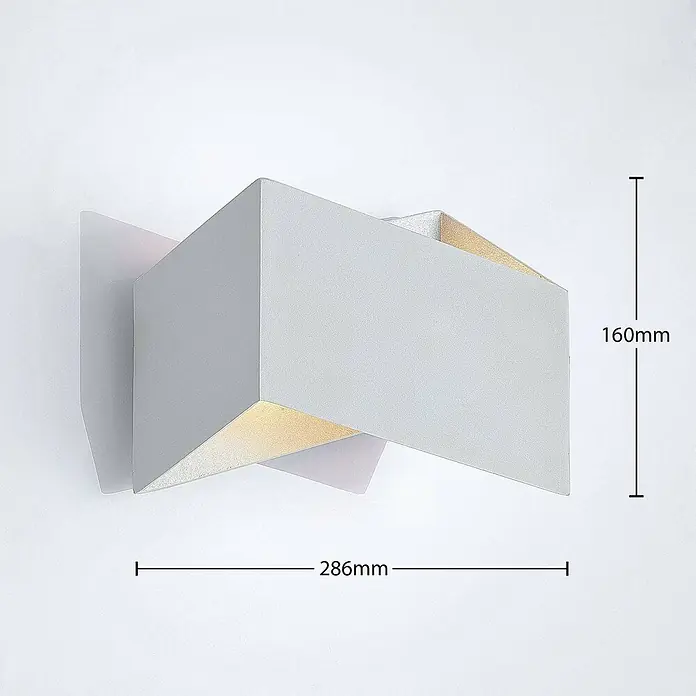 Arcchio Wandleuchte Assona - L x B x H: 9,2 x 23 x 16,5 cm, weiß / opal, G9 - Hellgraue geometrische Wandleuchte, 286x160mm, mit Lichtabstrahlung nach oben/unten.