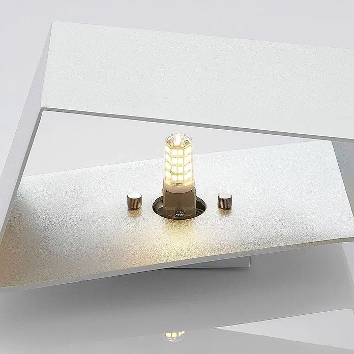 Arcchio Wandleuchte Assona - L x B x H: 9,2 x 23 x 16,5 cm, weiß / opal, G9 - Moderne silbergraue Metall-Wandleuchte mit freiliegender G9-LED-Birne, die warmweißes Licht abgibt.
