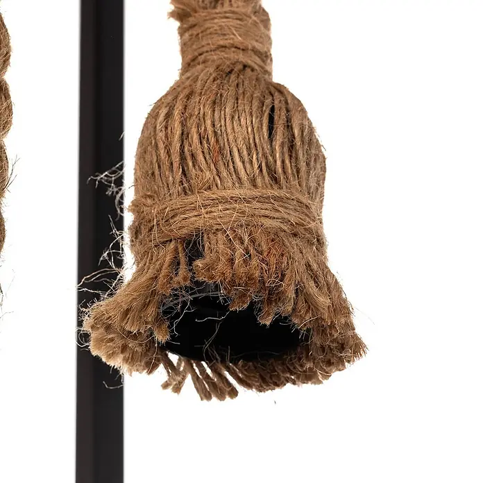 Lucande Wandleuchte Vlados - L x B x H: 27,5 x 25 x 54 cm, schwarz, schwarz, E27 - Glockenförmiger Lampenschirm oder Dekorelement aus fest gewickeltem Naturjuteseil mit ausgefransten Enden.