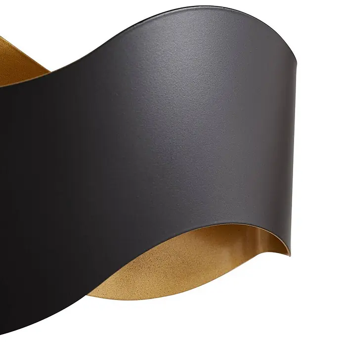 Lindby Wandleuchte Dailin - L x B x H: 10 x 30 x 15 cm, schwarz, G9 - Geschwungene Lampe mit matt-schwarzer Außenseite und goldenem Inneren.