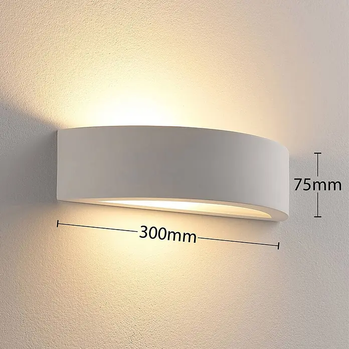 Lindby Wandleuchte Aurel - weiß / opal, E14 - Weiße, gebogene Wandleuchte für indirekte Up- und Downlight-Beleuchtung.