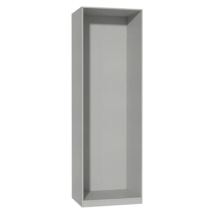 Finsa Módulo de armario - L x An x Al: 59 x 75 x 236 cm, Gris - Imagen de una estructura de armario gris, sin puertas ni cajones, destacando su estructura limpia y su diseño sencillo y minimalista.
