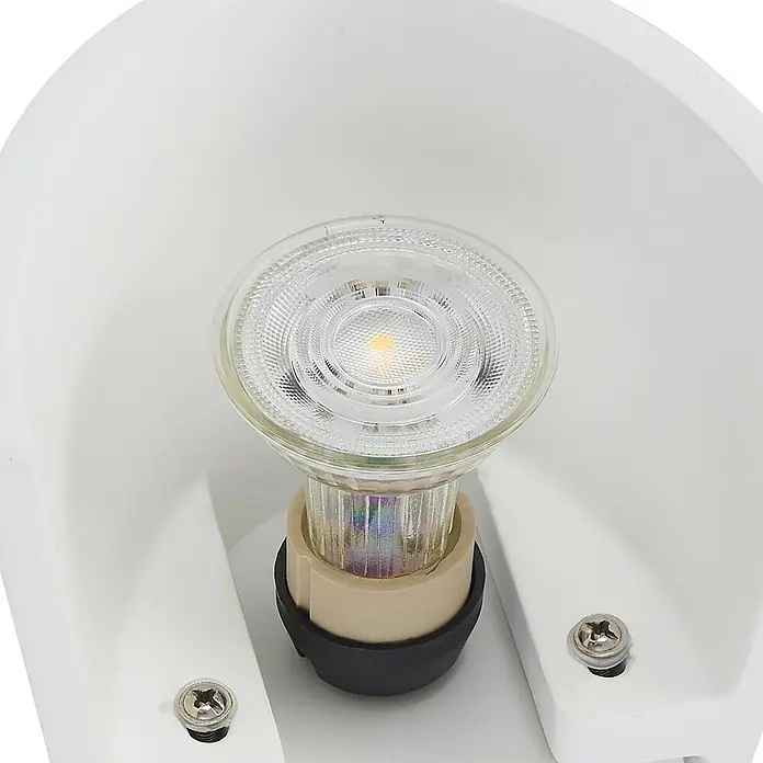 Lindby Wandleuchte Pascali - weiß / opal, weiß / opal, GU10 - Weiße Leuchte mit klarer LED-Spotlampe (GU10) und sichtbaren Befestigungsschrauben.