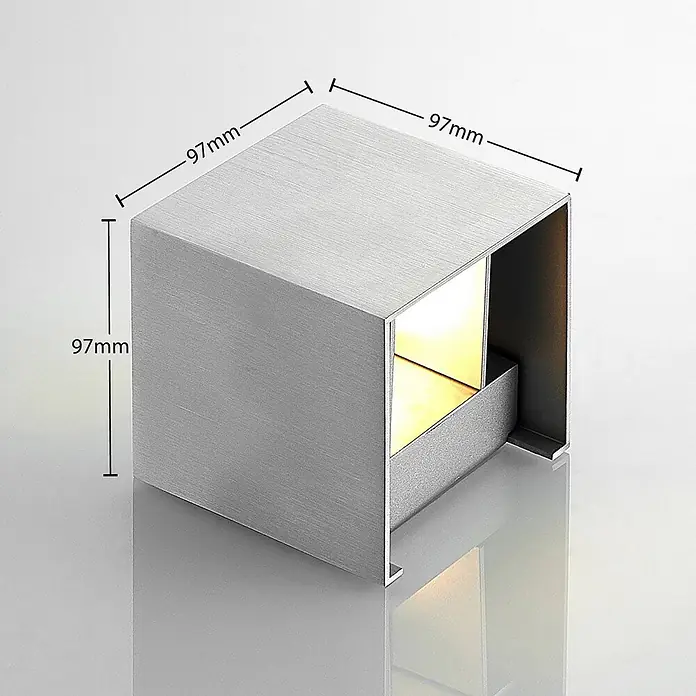 Arcchio Wandleuchte Zuzana - alu / grau / zink, G9 - Gebürstete Aluminium 97mm Kubus-Wandleuchte, strahlt warmes Licht nach oben und unten ab.