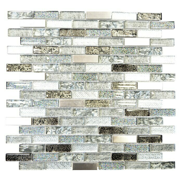Mosaikfliese Verbund Crystal Mix XCM IL017 (29,8 x 30,4 cm, Grau/Schwarz, Glänzend)