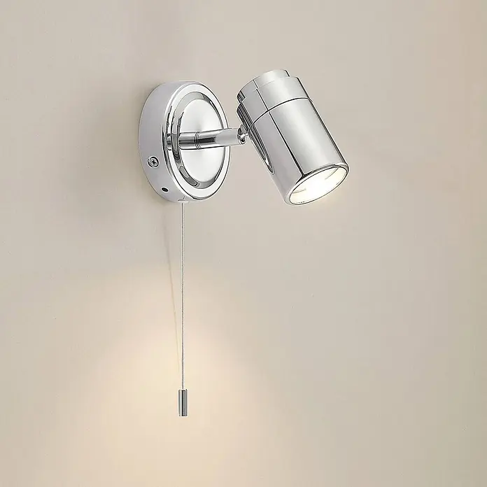 Lindby Wandleuchte Remilan - L x B x H: 12,3 x 9 x 10,6 cm, chrom / silber, chrom / silber, GU10 - Verchromte, verstellbare Wandleuchte mit Zugschalter.
