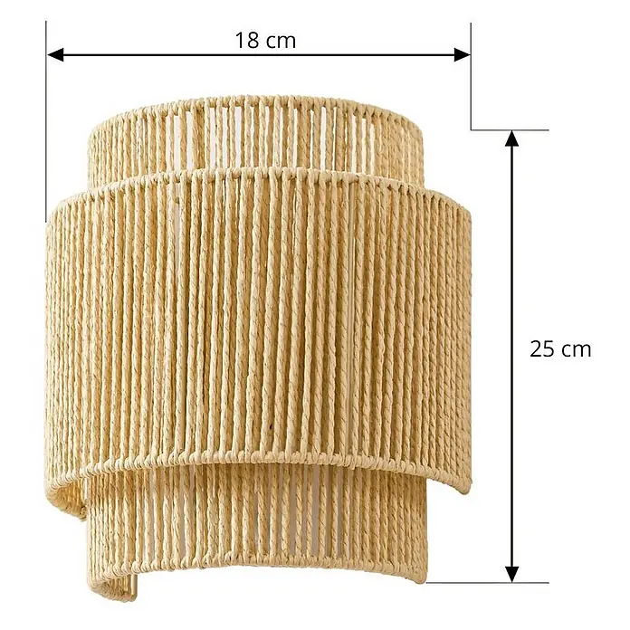 Lindby Wandleuchte Anuva - L x B x H: 13 x 22 x 25 cm, creme / amber, E27 - Helle, geschichtete Wandleuchte aus geflochtenem Seil, 18 cm breit, 25 cm hoch.