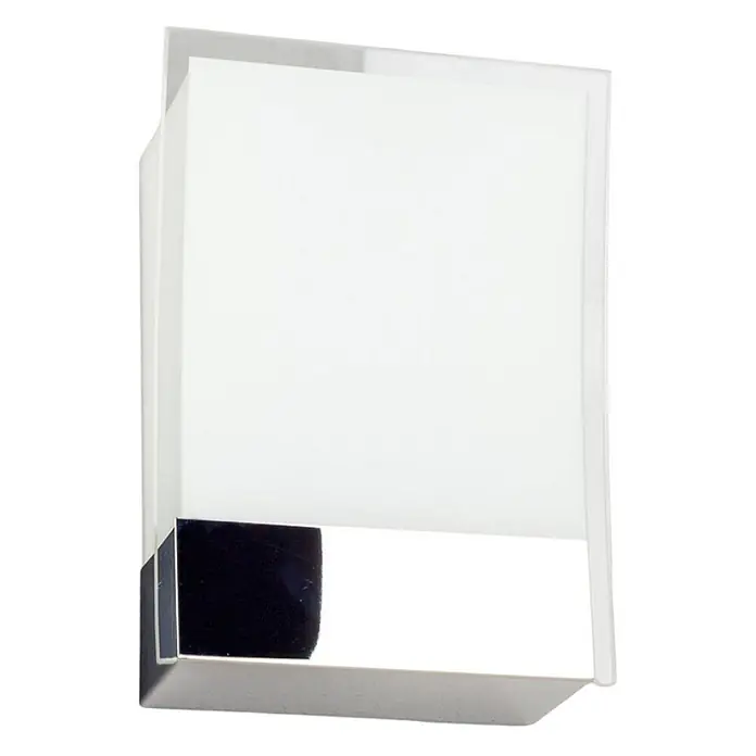 Lindby Wandleuchte Malthe - L x B x H: 11 x 19,5 x 26,5 cm, chrom / silber, weiß / opal, E27 - Quadratische Wandleuchte mit mattweißem Diffusor und poliertem Chromsockel.