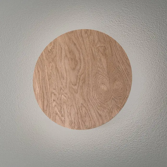 Envostar Wandleuchte Rito - L x B x H: 5 x 30 x 30 cm, Holz hell, Holz hell, G9 - Rundes Panel aus heller Eiche mit natürlicher Holzmaserung.