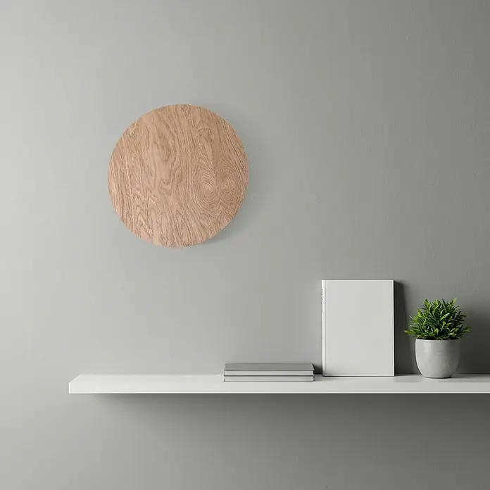 Envostar Wandleuchte Rito - L x B x H: 5 x 30 x 30 cm, Holz hell, Holz hell, G9 - Rundes Wandpaneel aus heller Eiche mit natürlicher Maserung.